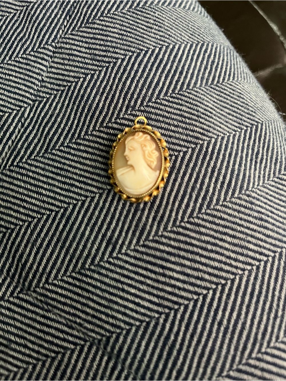 Gold-Tone Cream Cameo Pendant/Brooch